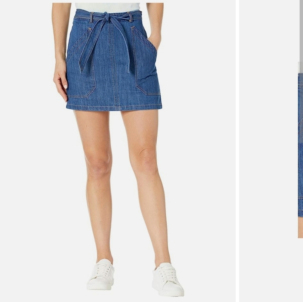 Like New bishop + young Denim Belted Retro Mini‎ Skirt Size S